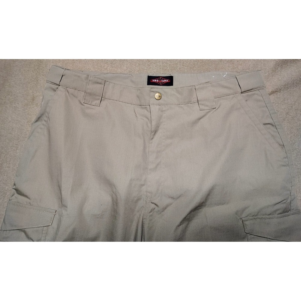 Tru SPEC Pants Mens 42x32 Beige Cargo Straight Leg Rigid‎ Work Flap Pockets - Picture 3 of 9